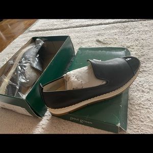 Paul Green Posh Espadrille Flat Loafers in black leather Sz 10 US, New in box
